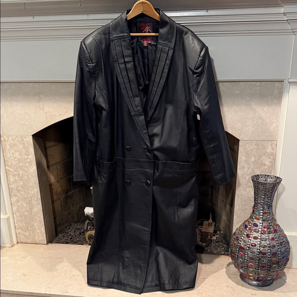 Women's Black Giii Leather Coat Size 1x